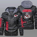 Kansas City Chiefs Premium & Ultra-Thick Leather Jacket with Fleece Hood KC82392