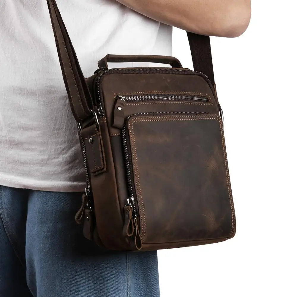 JOYIR New Genuine Leather Men Vintage Handbags Small Flap Men's Shoulder Bag Casual Office Messenger Bags Fashion Crossbody Bag