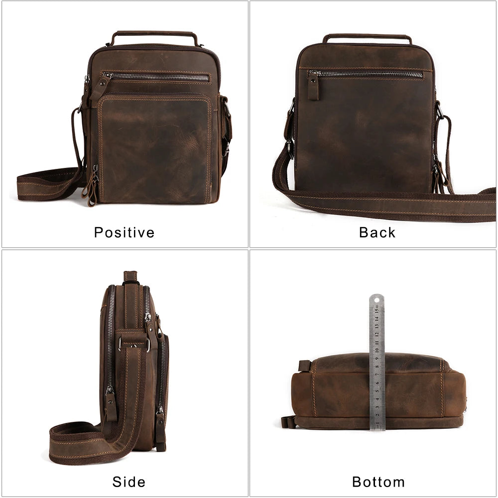 JOYIR New Genuine Leather Men Vintage Handbags Small Flap Men's Shoulder Bag Casual Office Messenger Bags Fashion Crossbody Bag