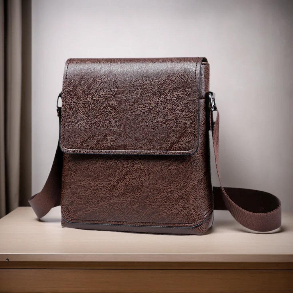 Men'S Fashion Shoulder Bag Crossbody Bag Tide Gift For Husband Leisure Simple Retro With Flap Leather Waterproof Men'S Bag