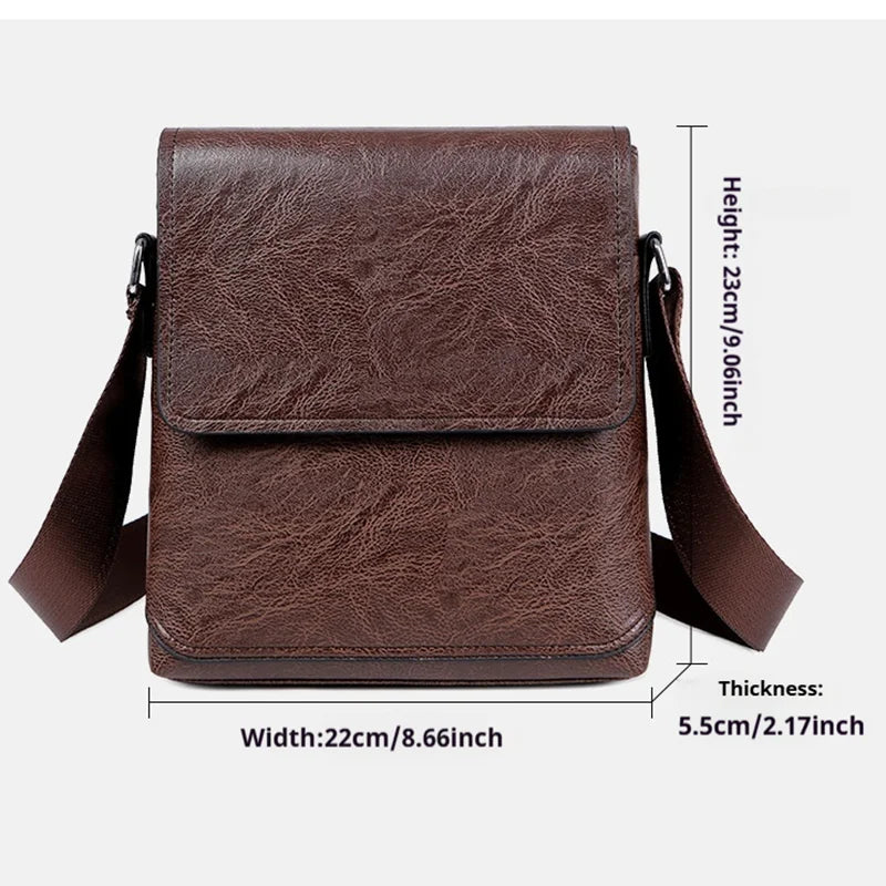 Men'S Fashion Shoulder Bag Crossbody Bag Tide Gift For Husband Leisure Simple Retro With Flap Leather Waterproof Men'S Bag