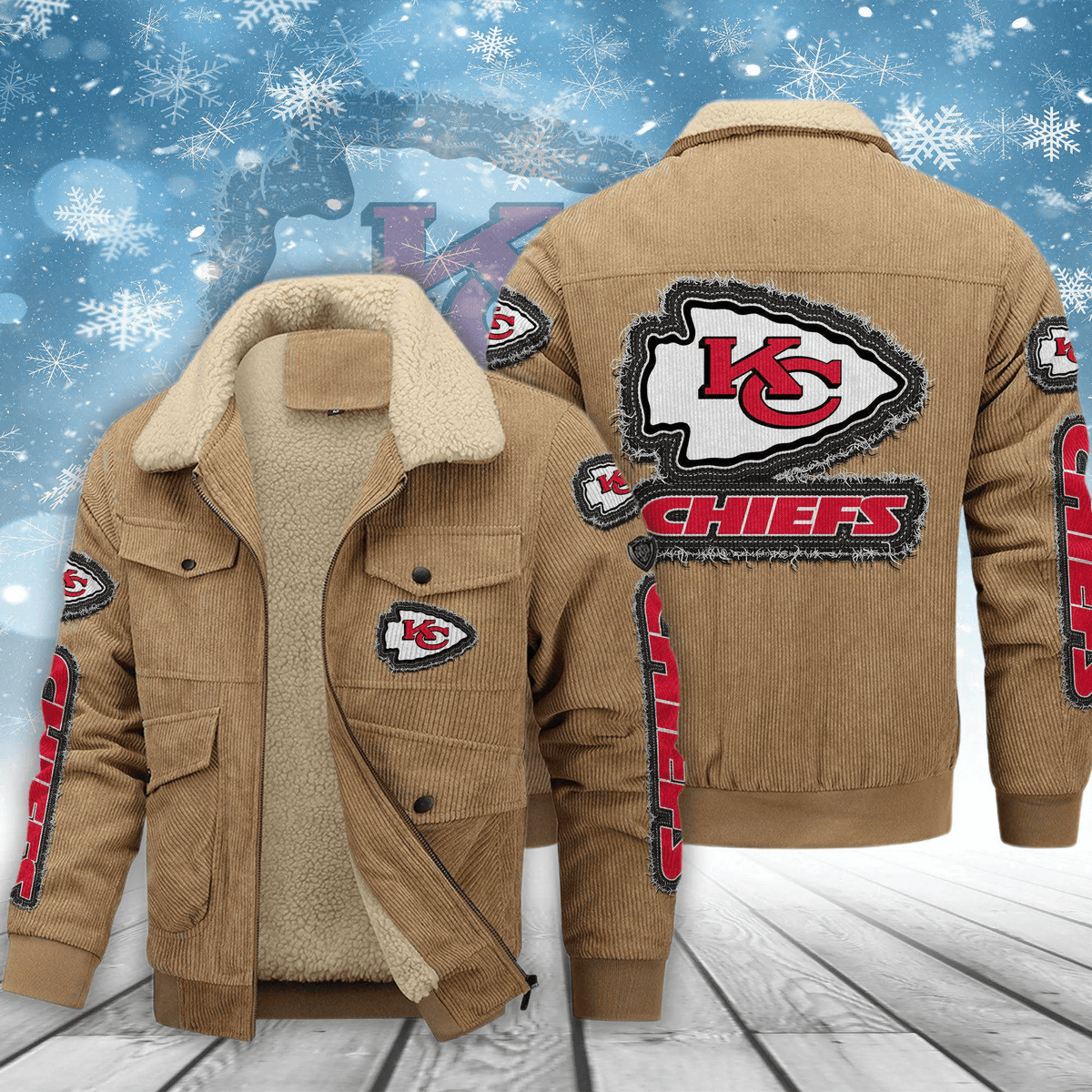 Kansas City Chiefs Men's Thickened Corduroy Jacket ANZVITCJ016